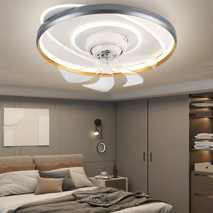 360° Rotatable LED Three-color Light Stepless Dimming Ceiling Fan Lamp with Remote Control