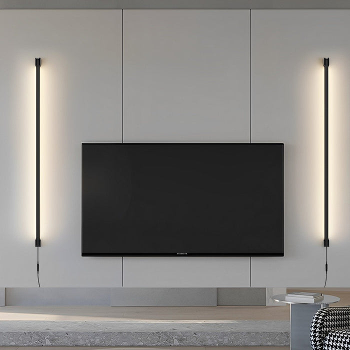Modern Minimalist Rotatable LED Strip Wall Sconce, Plug-in Accent Lighting for Bedroom/Living Room