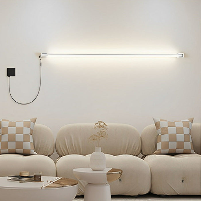 Modern Minimalist Rotatable LED Strip Wall Sconce, Plug-in Accent Lighting for Bedroom/Living Room