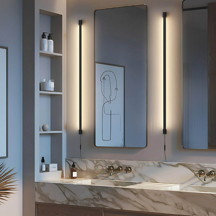 Modern Minimalist Rotatable LED Strip Wall Sconce, Plug-in Accent Lighting for Bedroom/Living Room