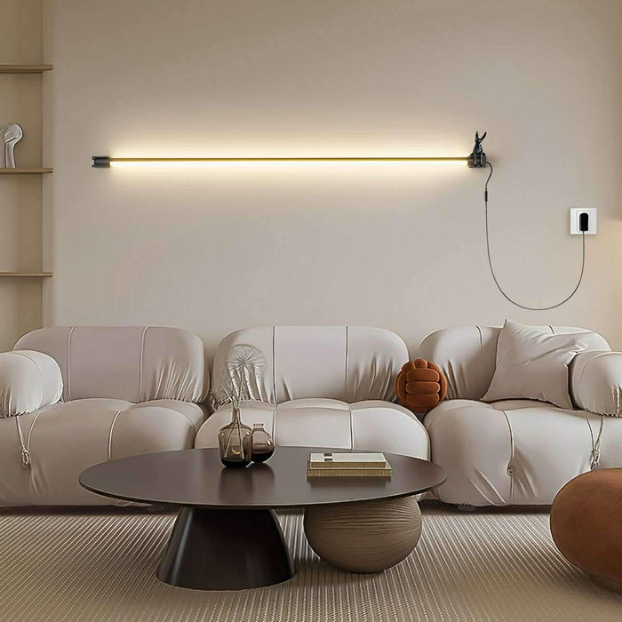 Modern Minimalist Rotatable LED Strip Wall Sconce, Plug-in Accent Lighting for Bedroom/Living Room