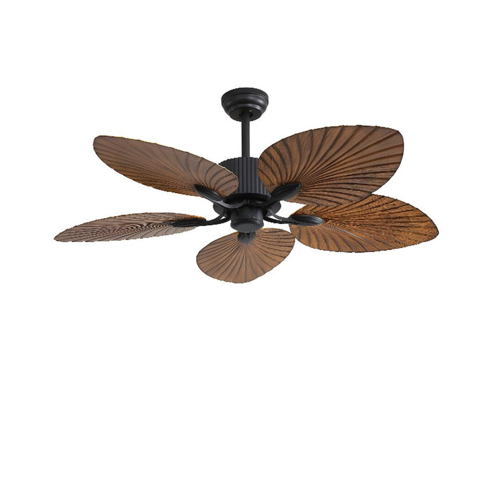 DC Motor Variable Frequency 5-Leaf Palm Leaf Ceiling Fan, Dimmable LED Light, Remote Control for Living Room/Dining Room/Bedroom