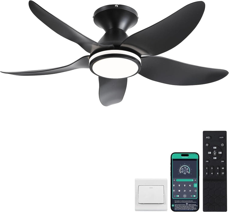 38 in. Dimmable Low Profile Ceiling Fan with Lights Remote APP Control, Reversible RGB Ceiling Fans with Ring Lights for Kids Room Bedroom Living Room-10-ErisView