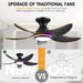 38 in. Dimmable Low Profile Ceiling Fan with Lights Remote APP Control, Reversible RGB Ceiling Fans with Ring Lights for Kids Room Bedroom Living Room-8-ErisView