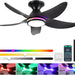 38 in. Dimmable Low Profile Ceiling Fan with Lights Remote APP Control, Reversible RGB Ceiling Fans with Ring Lights for Kids Room Bedroom Living Room-1-ErisView