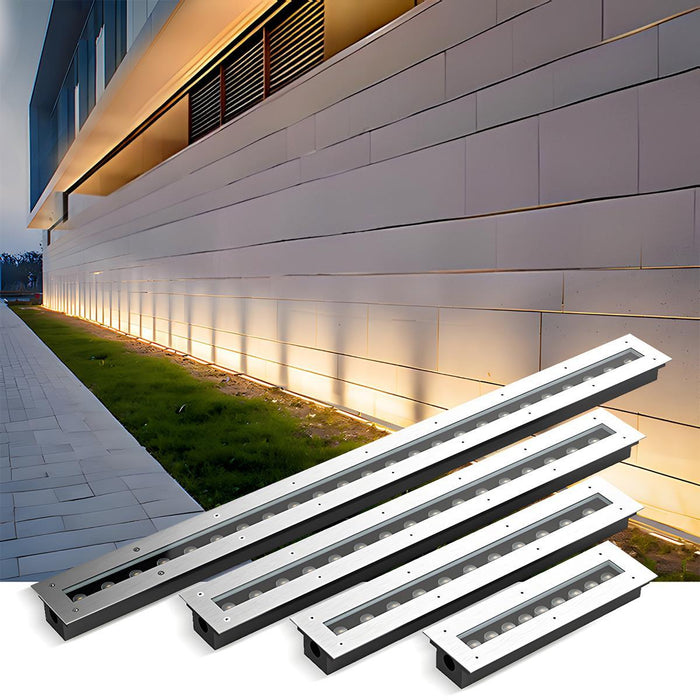Low Voltage Recessed LED Waterproof Wall Washer Lights - Outdoor Embedded Strip Linear Lighting - Garden, Aisle, Villa Illumination