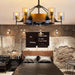 39.5 in. Black Vintage Rustic Farmhouse Ceiling Fans, Chandelier Fan Light with 6 Candle Lights, Chandelier Ceiling Fan for Dining Living Room Kitchen-4-ErisView