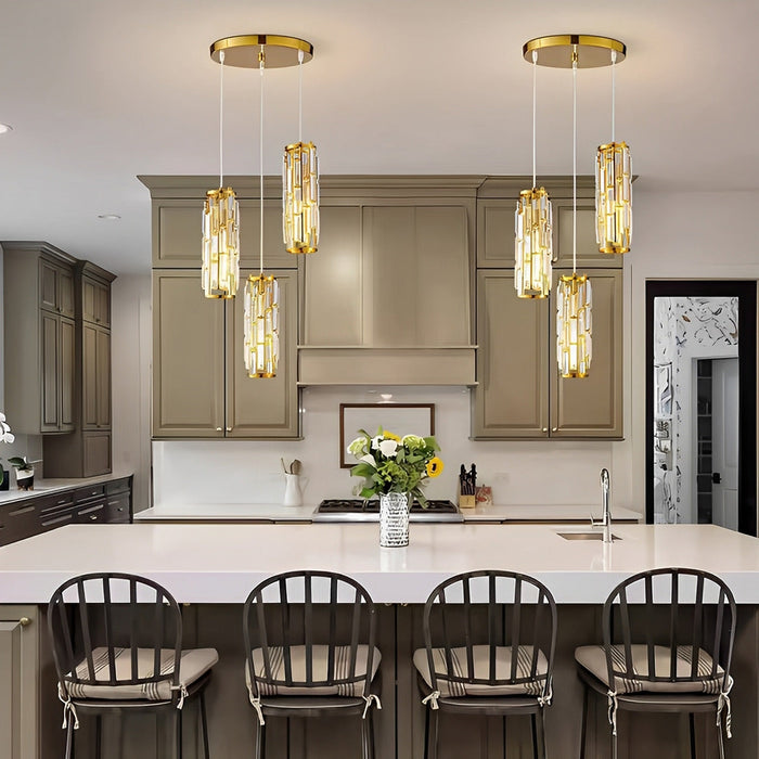 Industrial Cage Pendant Light, Adjustable Height, Dimmable for Kitchen Island/Dining Room