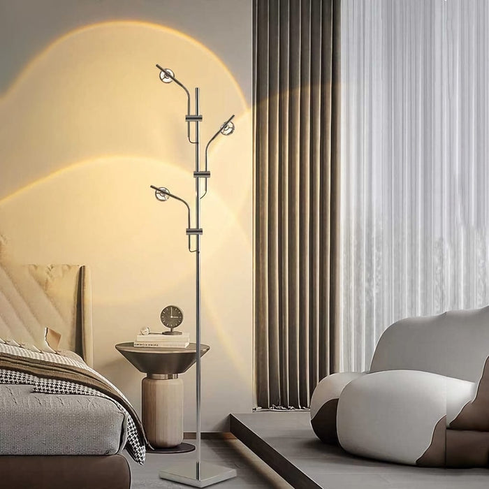 Industrial Finish Chrome Electroplated Metal Floor Lamp Integrated LED Standing Lamp