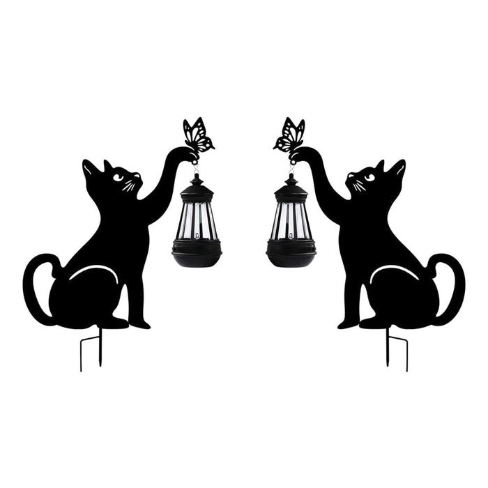 Iron Silhouette Cat Waterproof Intelligent LED Black Hanging Solar Lights