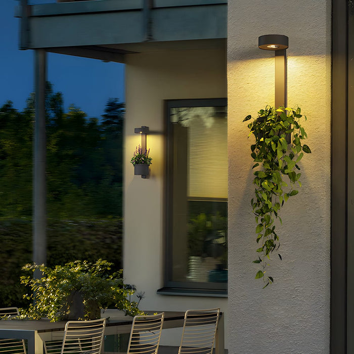 Waterproof Decor LED Solar Wall Lights with Flowerpot Outdoor Wall Lamp