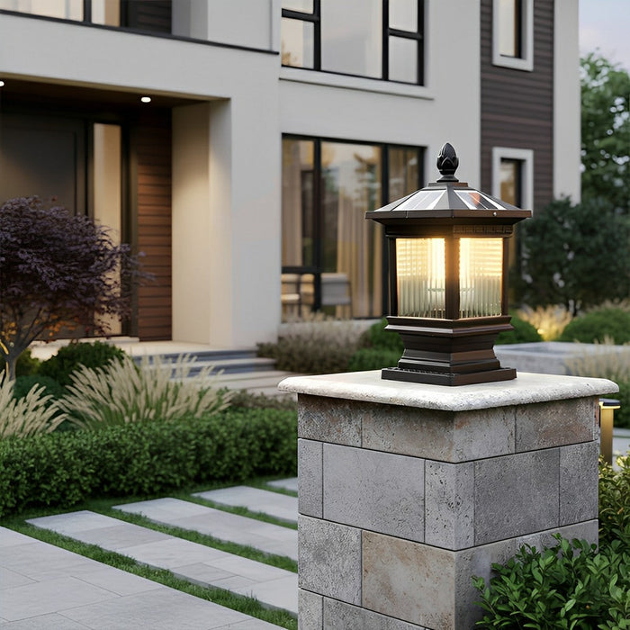 Vintage Waterproof Solar Fence Post Light - Outdoor Garden, Patio, and Deck Lighting