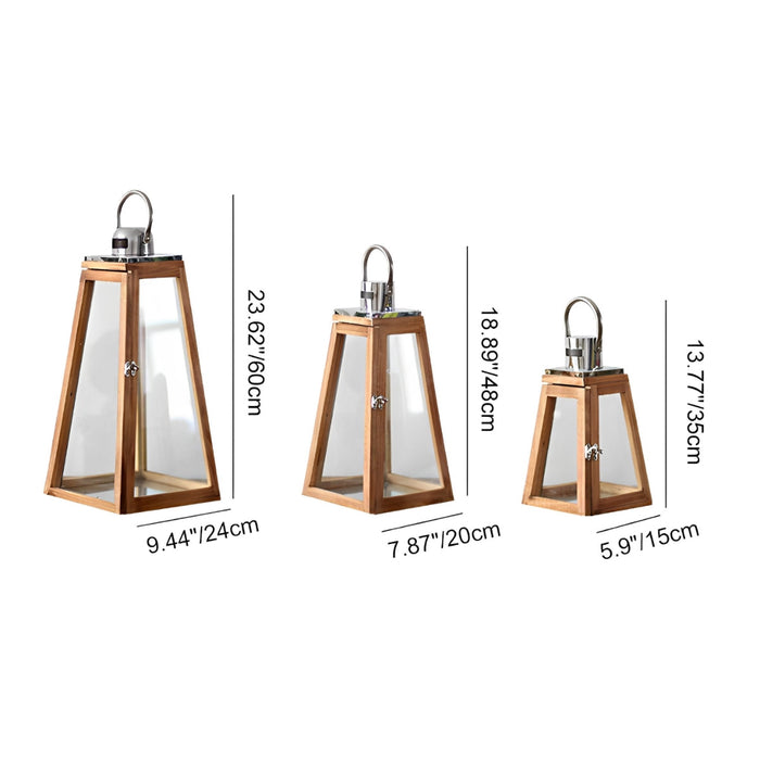 LED Candle Holder Lantern - Set of 3 Rustic Wood - Handmade Decorative Lanterns