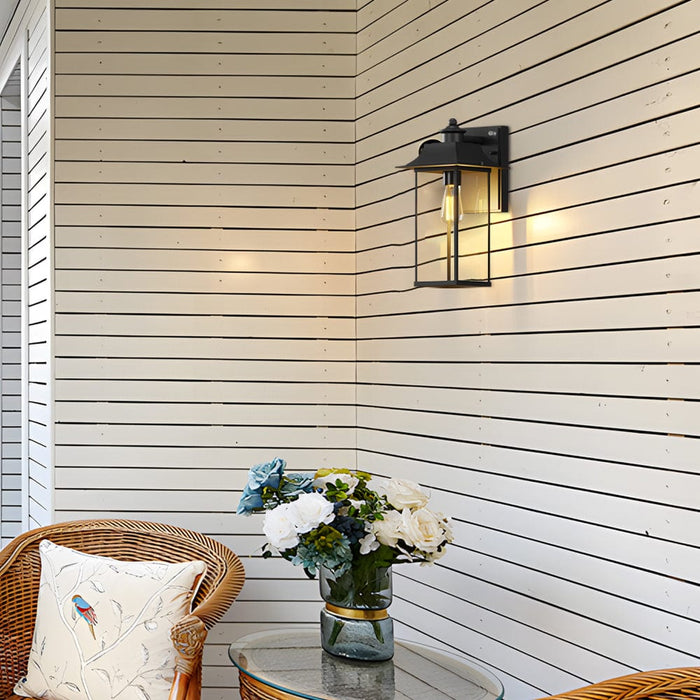 Waterproof Aluminum Glass Sensor LED Black Modern Outdoor Wall Lights