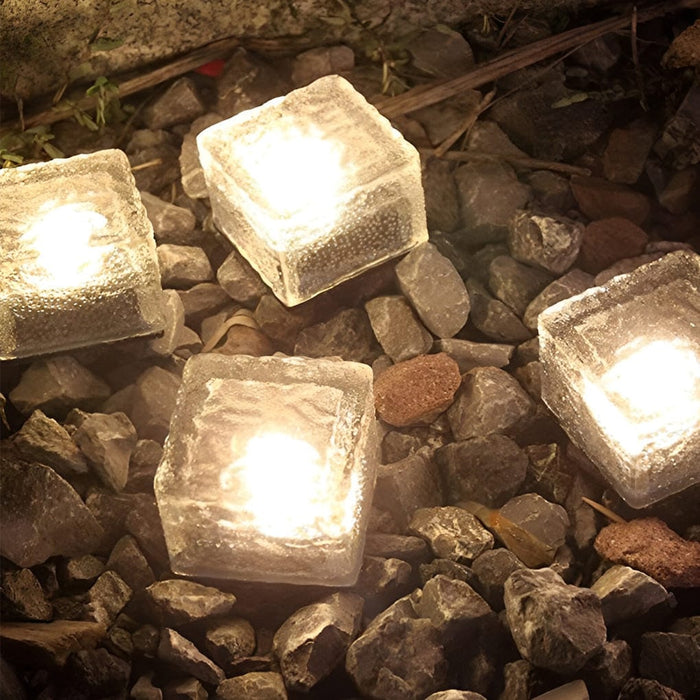 Square Creative Ice Brick LED Waterproof smart Solar Outdoor Lights