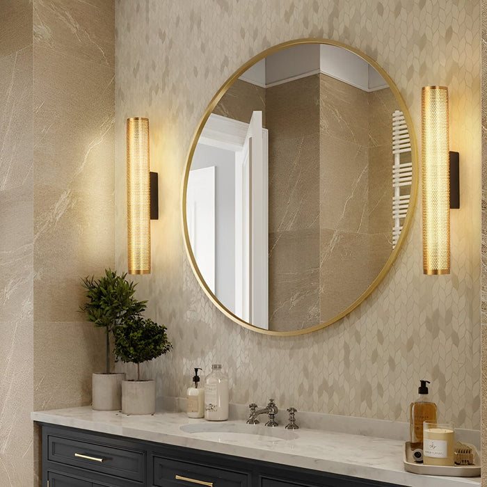15.7-In Metallic Long Cylindrical Vanity Sconce Lighting Wall Lamp