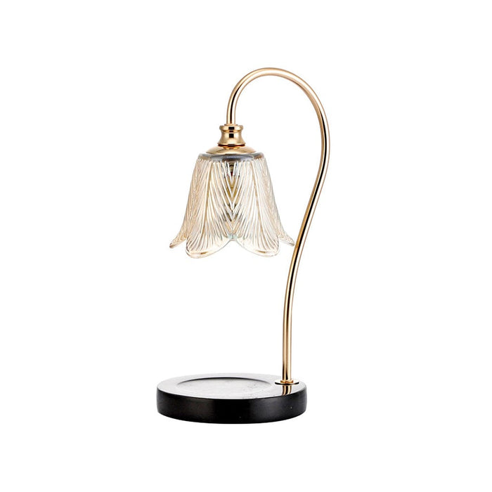 1-Light Glass Shade Candle Warmer Log Marble Table Lamp with Dimmer Switch