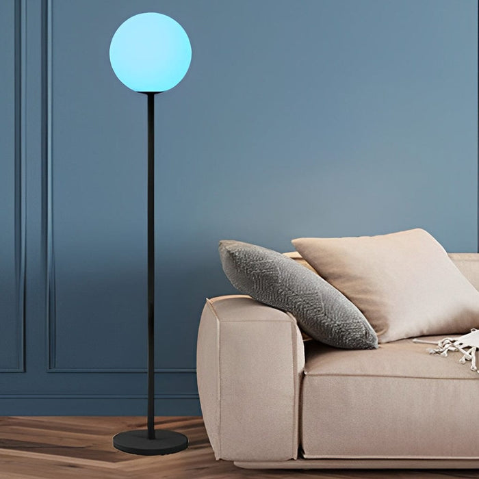 60 Inches RGB 16 Colors Luna LED Globe Floor Lamp with Remote 1-Light PE Standing Lamp