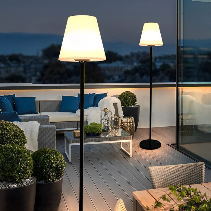 60'' Waterproof Minimalist Intelligent LED Solar Floor Lamp with Remote Outdoor Cone Standing Light