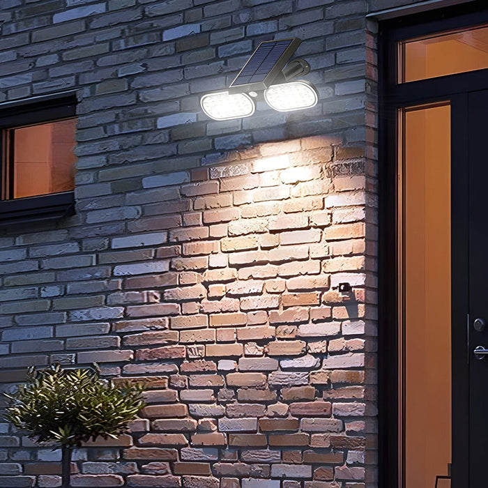2 - Head Modern Black Solar LED Spotlight with Motion Sensor. Rotatable