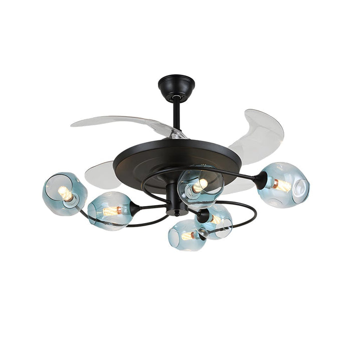 41-in 4 Blades Ceiling Fan Lights with 6/8-Light Glass Shades. Remote Control