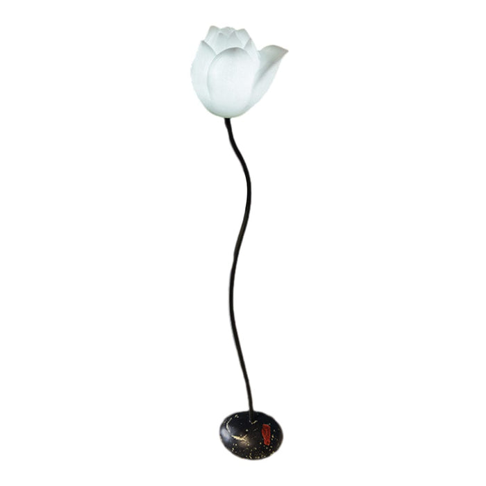 Iron Retro Multiple Sizes Lotus Flower Floor Lamp With Resin Base LED Standing Lamp