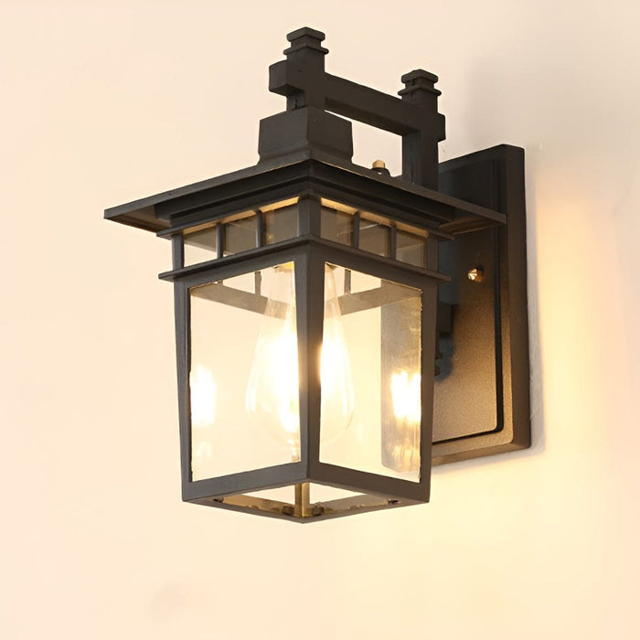 Pavilion Shaped Glass LED Waterproof Retro Outdoor Wall Lamp Wall Sconce Lighting without Bulb