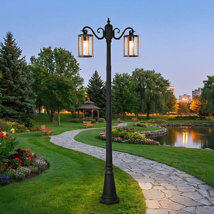 Farmhouse Outdoor Pathway LED Post Light, Classic Round Coach, Hardwired, IP54 Waterproof, Yard/Patio/Driveway