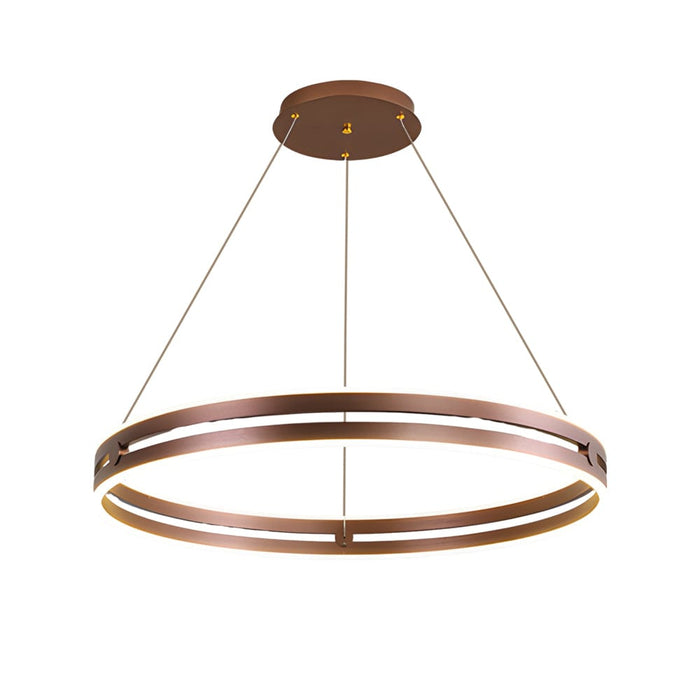 23.6-in Double Wheel Chandelier Modern LED Pendant Light. Black/Gold/Brown