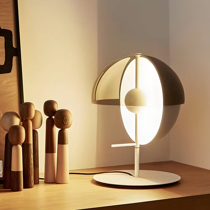 Theia Table Lamp with Vertical Semi-Sphere and Horizontal Smoked Shade
