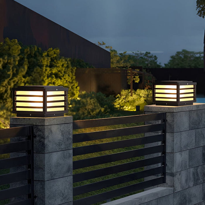 Square Waterproof LED Three Step Dimming Modern Solar Fence Post Lights