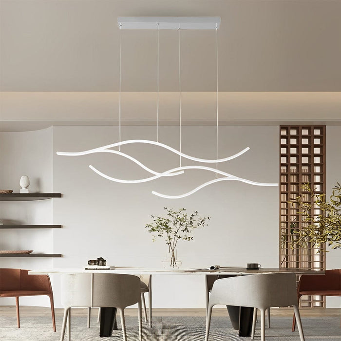 Modern Waves Shaped Island Chandelier Dining Room