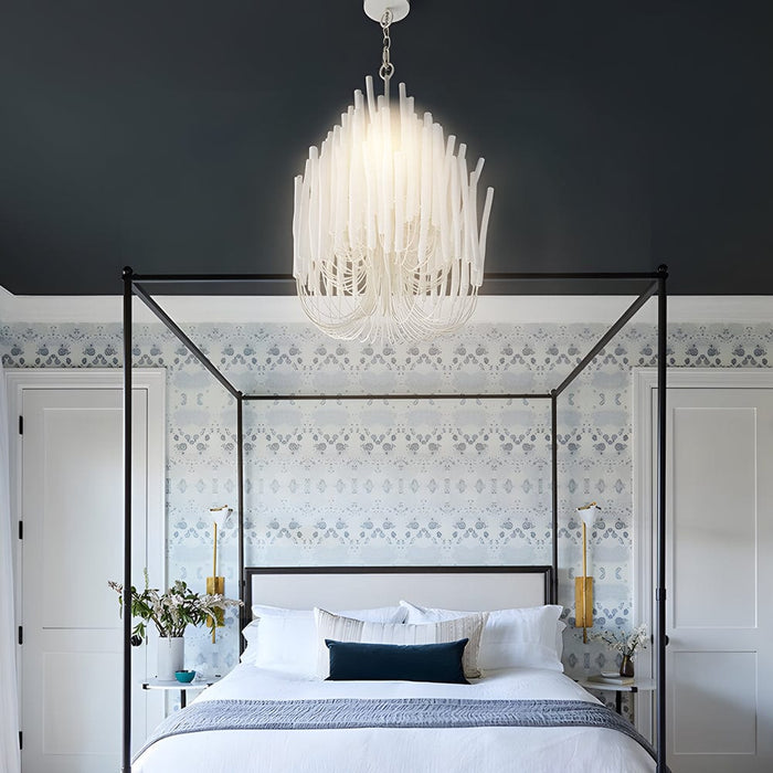 Modern White Classic Wood CandleStick Chandelier