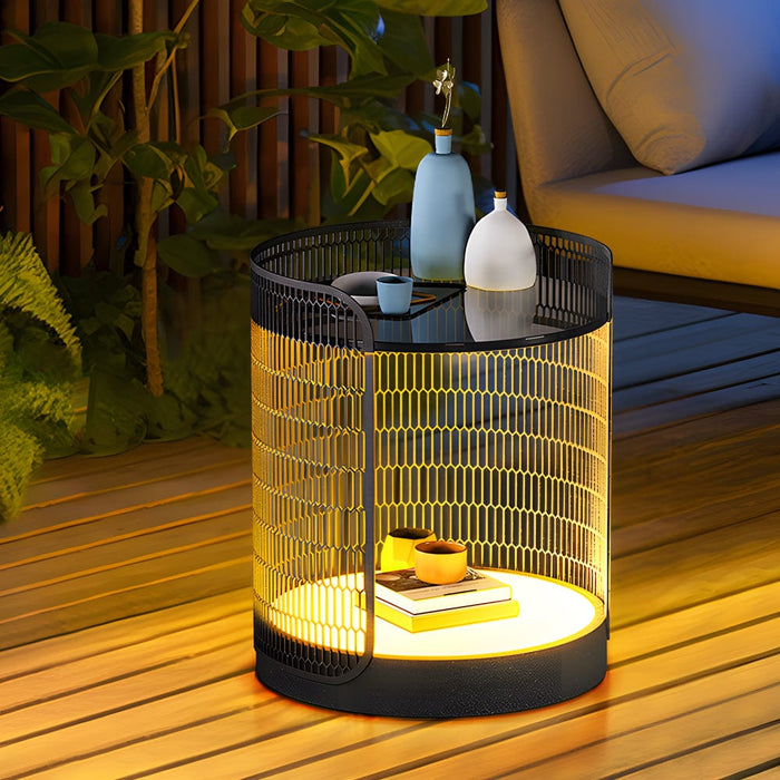 19'' LED Hardwired/Solar Powered Outdoor Floor Lamp Exterior Lantern