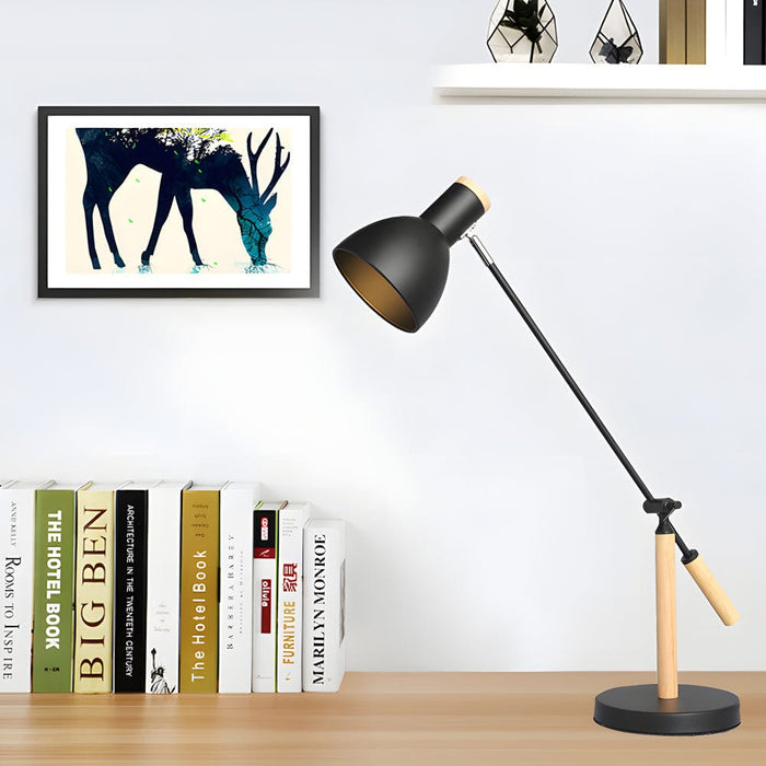 Rotatable Wood Metal Reading Table Lamp
