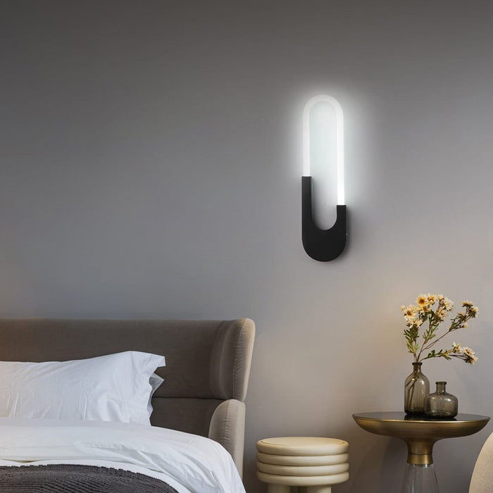 Modern Indoor Oval LED Wall Sconces - 16'' H. Gold/Black