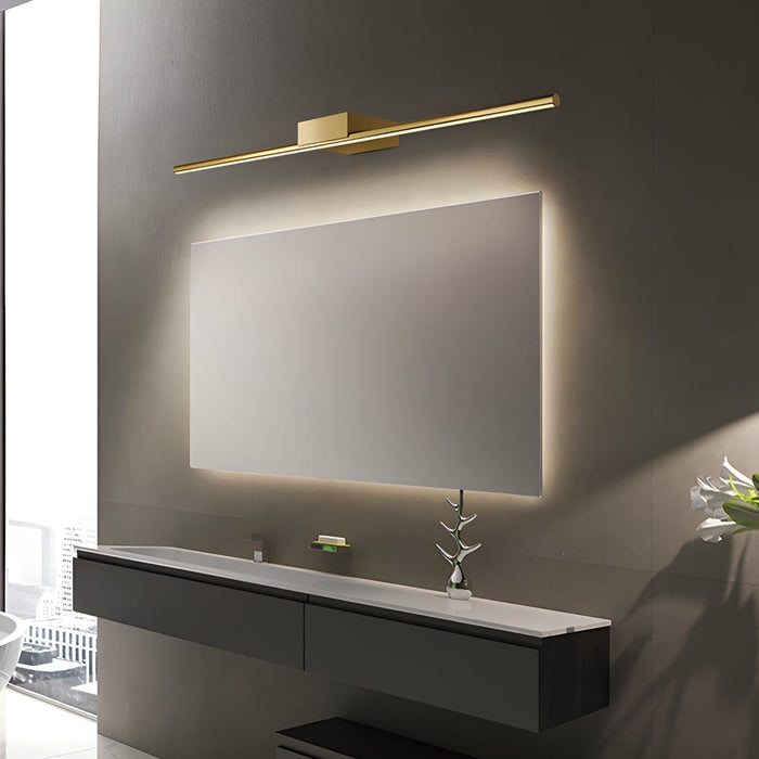 Modern 1-Light Brushed Brass Linear LED Vanity Light Bar for Bathroom. Natural Light