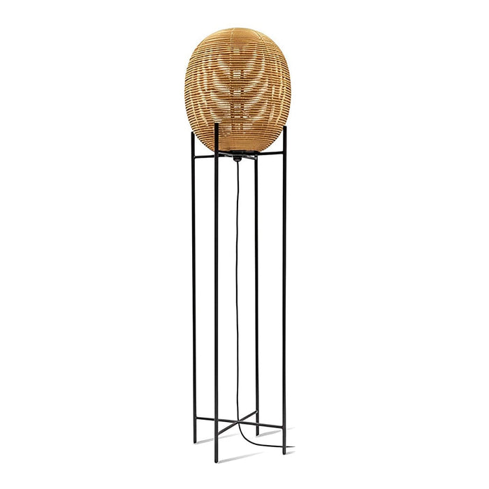Rustic Handwoven Rattan Sari Floor Lamp with Egg Shaped Shade Standing Lamp