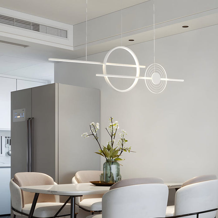 39.4'' Dimmable Ring Linear LED Island Chandeliers for Dining Room. Black/White
