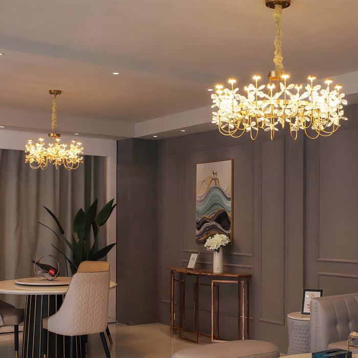 Nordic Floral-Inspired Crystal Chandelier for Living Room. 23.6''/31.5''
