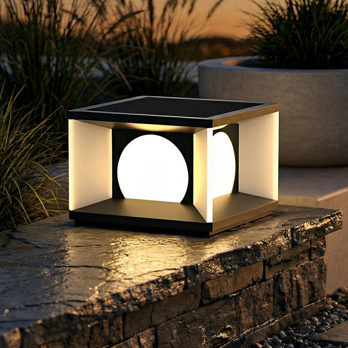 Square Solar Post Cap Light for Decks - Modern LED Fence Post Cap Light, Outdoor Garden Pathway Lighting