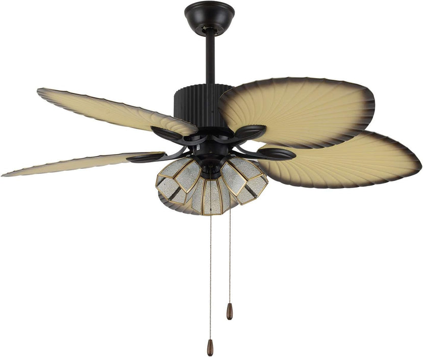 52 in. Tropical Indoor Outdoor Ceiling Fan with Light Kit Pull Chain, Quite Ceiling Fan for Dining Room Living Room Bedroom