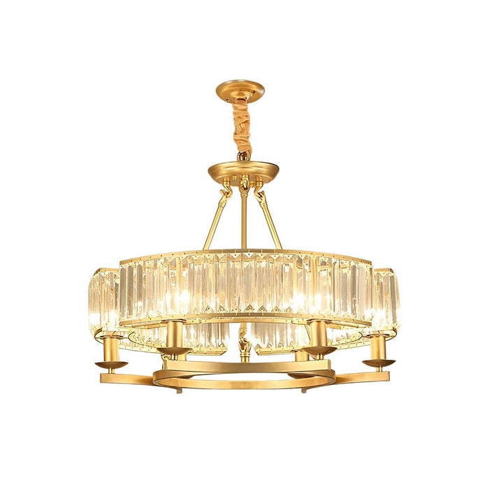 Round Metal Three Step Dimming Modern Rustic Crystal Chandelier Light
