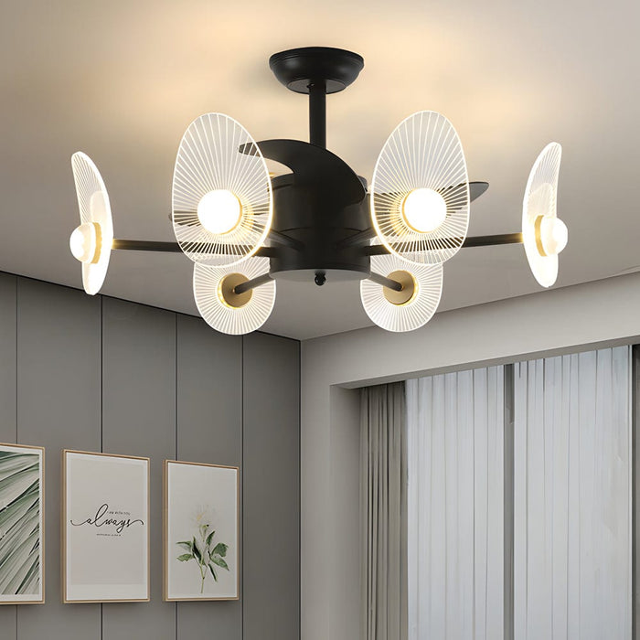 31-In Black Round Acrylic Ceiling Fan with Light and Remote. 3 Blades
