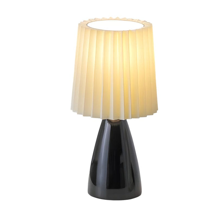 12'' Pleated Fabrics Glass Base USB Dimmable 1-Light Table Lamp