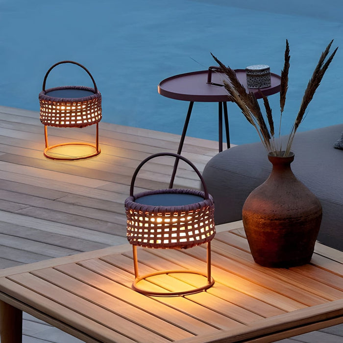 Portable Atmosphere Woven Lantern Waterproof LED Modern Solar Lights