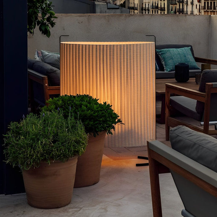 Aluminum 42'' Novelty Floor Lamp with Fabric Shade Outdoor Standing Lamp