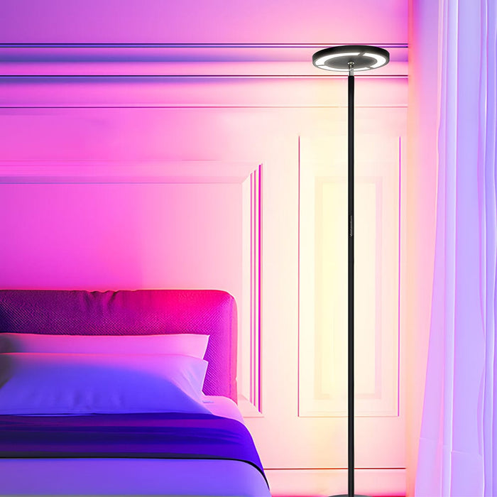 66.5'' Iron Round Adjustable Head Torchiere Floor Lamps Dimmable with Remote LED RGB Standing Lamp