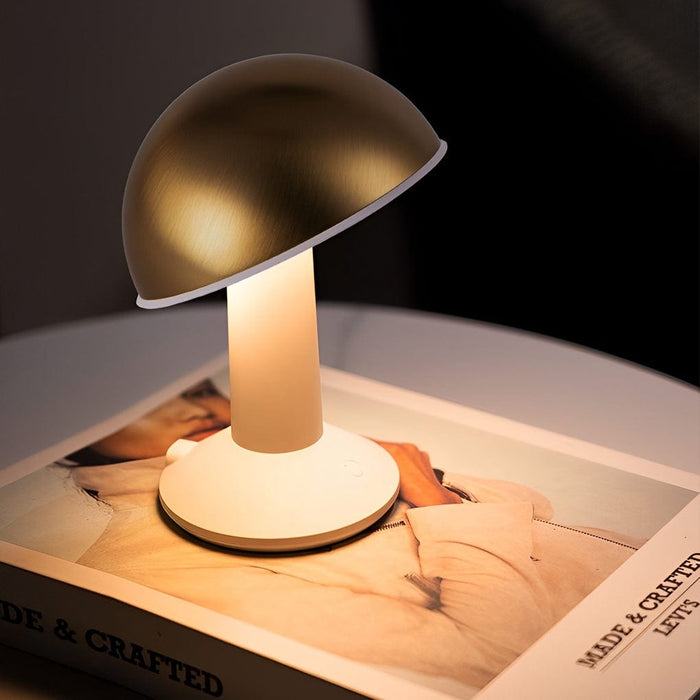 Mild Steel Led Dimming Touch Control Mushroom Table Lamp Cordless Desk Light