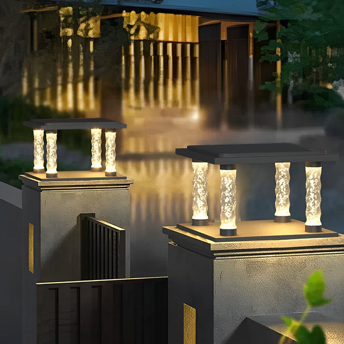 Bubbles Lamppost Square Waterproof LED Modern Solar Post Caps Lights